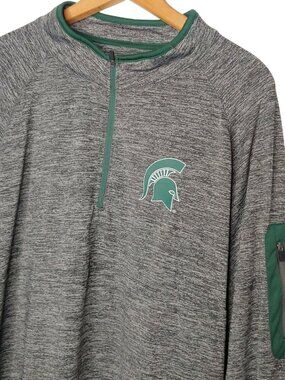 Michigan State University Spartans Shirt Men XXL Long Sleeve 1/4 Zip Atheltic